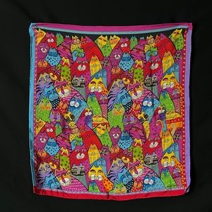 Laurel Burch Scarf Rainbow Cat Bright and Bold Silk Square